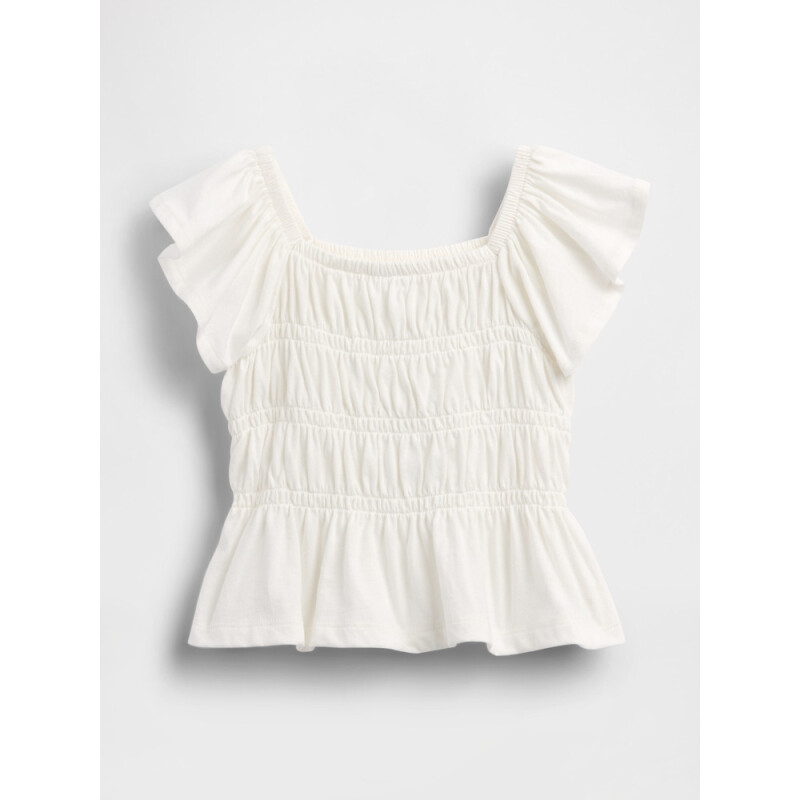 SS FLTR SMOCKED JSY TOP - MARCH NEW OFF WHITE