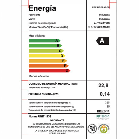 REFRIGERADOR INDURAMA 413-L GRIS RI-479I C/D INOX