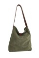 Tote bag de cuero con gamuza verde