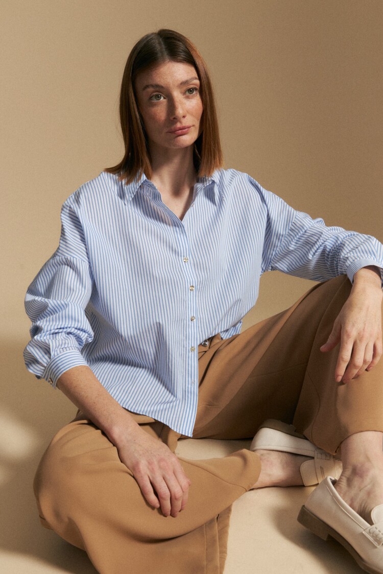 CAMISA MAIKO Blanco/Celeste