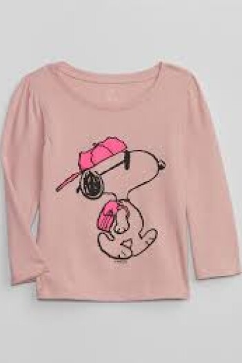 Remera Snoopy Manga Larga Toddler Niña Pink Standard