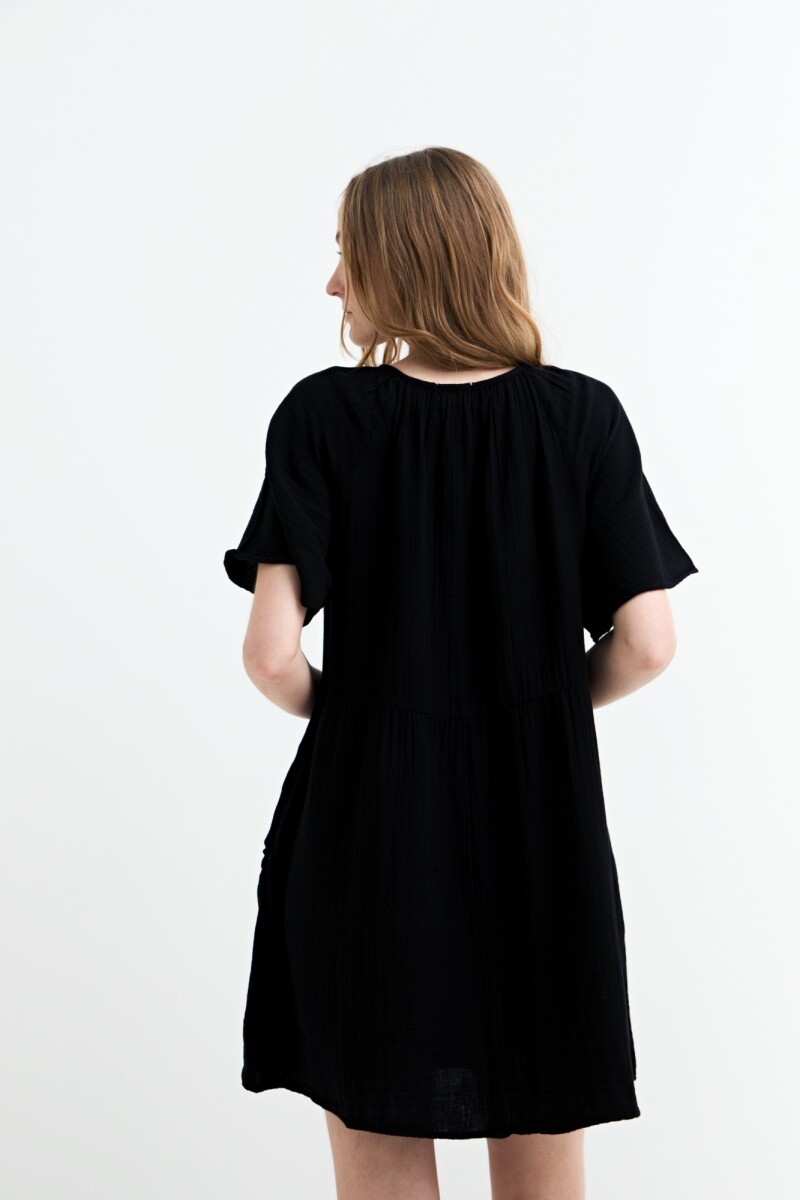 Vestido fluido de gasa NEGRO