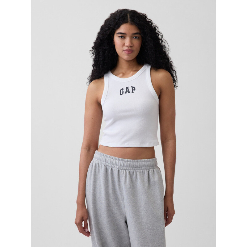 V-SL RIB 2X2 LOGO CROP TANK WHITE V2 GLOBAL