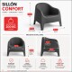 4 Sillones Skarpo + Mesa redonda Puket GRIS
