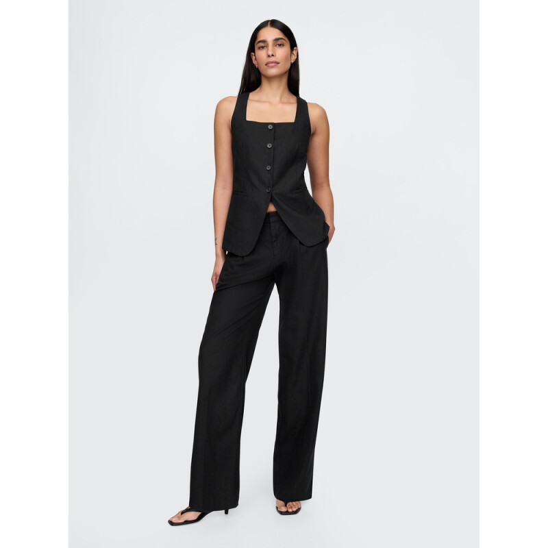 365 LR WIDE LEG - LINEN BASIC BLACK 2