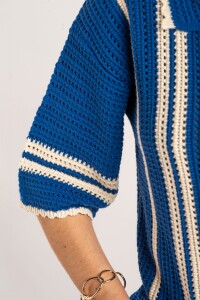 Camisa Rayada Crochet Azul