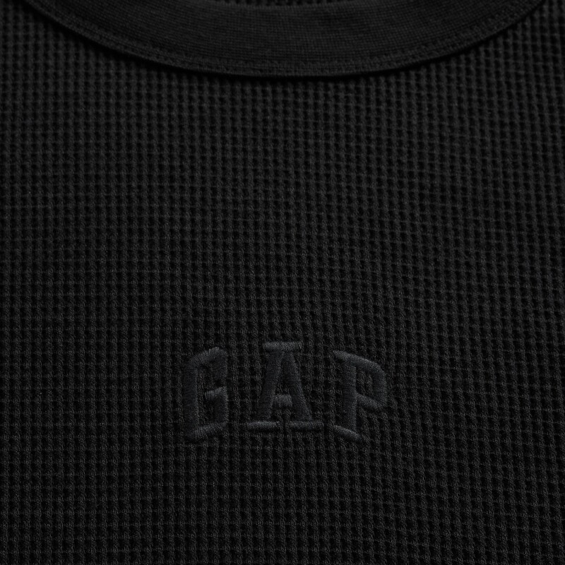V-FRCH LS WAFFLE MINI LOGO CREW BLACK