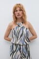 Top escote halter estampado crudo