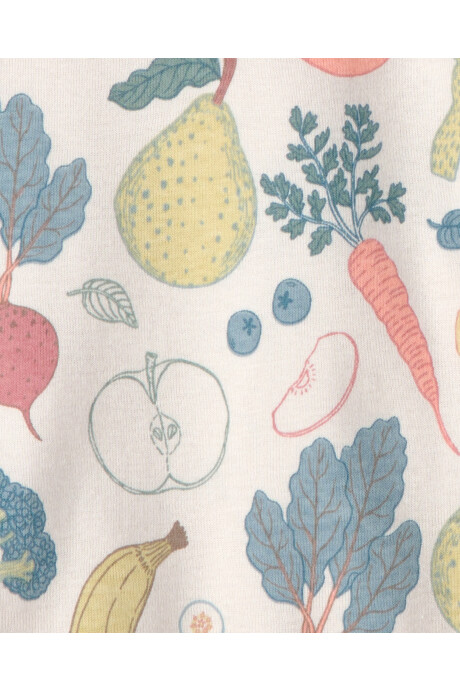 Pack tres bodies de algodón orgánico, diseños frutas, azul y rayas Sin color