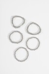 Set de 5 pulseras elásticas de cuentas plateado