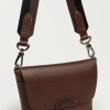 Mini bag Nina en cuero graneado Chocolate Niquel