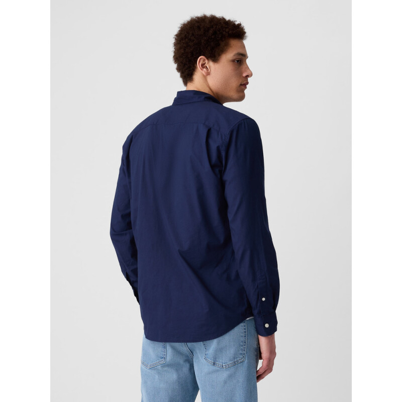 V-LS SLIM STRETCH POPLIN BASIC TAPESTRY NAVY