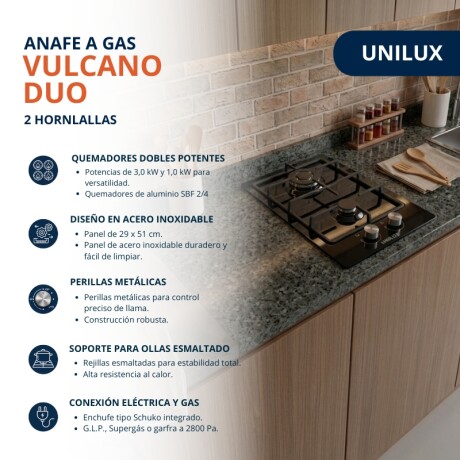ANAFE A GAS VULCANO DUO Anafe A Gas Vulcano Duo 2 Hornallas Negro