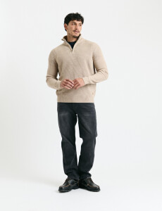 470587 SWEATER PUNTO MEDIO CIERRE HARRY Beige