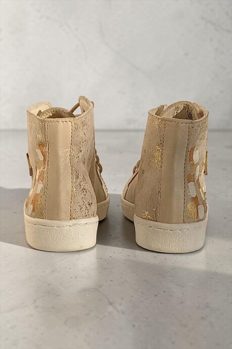 Bota Daria Natual Con Jaspeado Dorado Claro Y Arte Bota Daria Natual Con Jaspeado Dorado Claro Y Arte