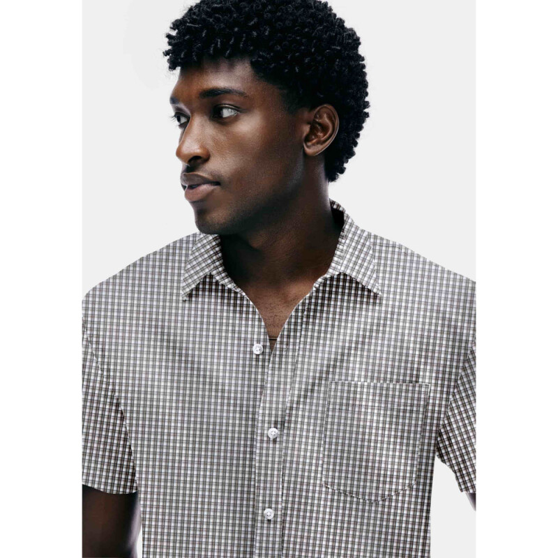 CAMISA MM MASC GRIS CLARO/NEGRO/NARANJA