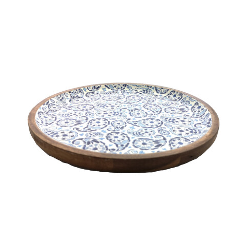 Plato de Madera de 23,5 cm Arabesco Azul