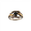 Anillo Labrado-Plata y Oro-Piedra Onix y Zirconia-AN5194 conpiedra