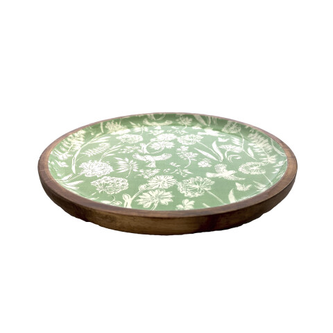 Plato de Madera de 23,5 cm Pajaros Verde