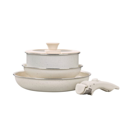 Juego Bateria 5 Piezas Mango Desmontable Ceramica Crema Juego Bateria 5 Piezas Mango Desmontable Ceramica Crema