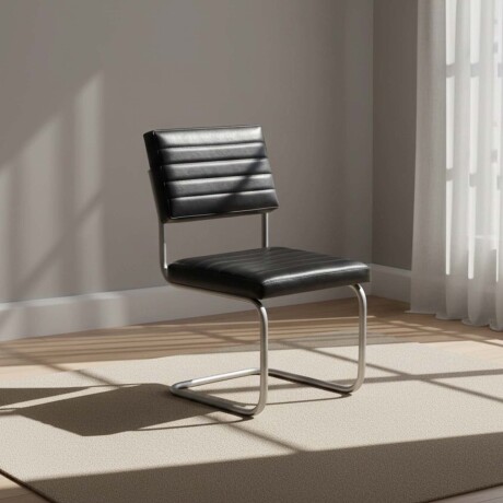 SILLA DE COMEDOR CUERO NEGRO FRANCA