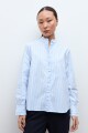 Camisa rayada con volados celeste