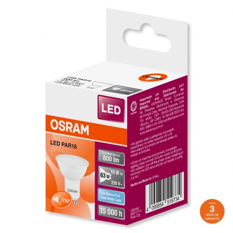 DICROICA OSRAM 10W GU10 Dicroica LED OSRAM GU10 10W PAR16 ECO 110° Luz Fría