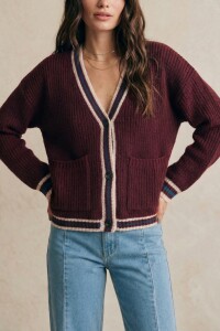Cardigan Lana Multi Rojo