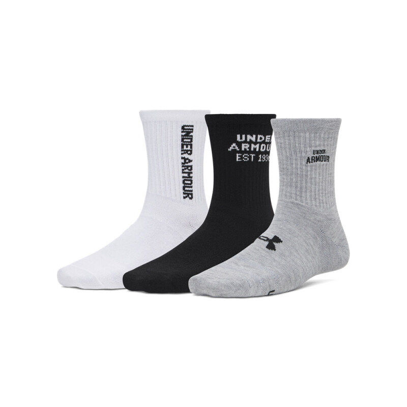 UA Essential Nv Mid Crew 3pk-WHT GRY-035