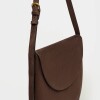 Cartera al hombro Mod en efecto gamuza Chocolate