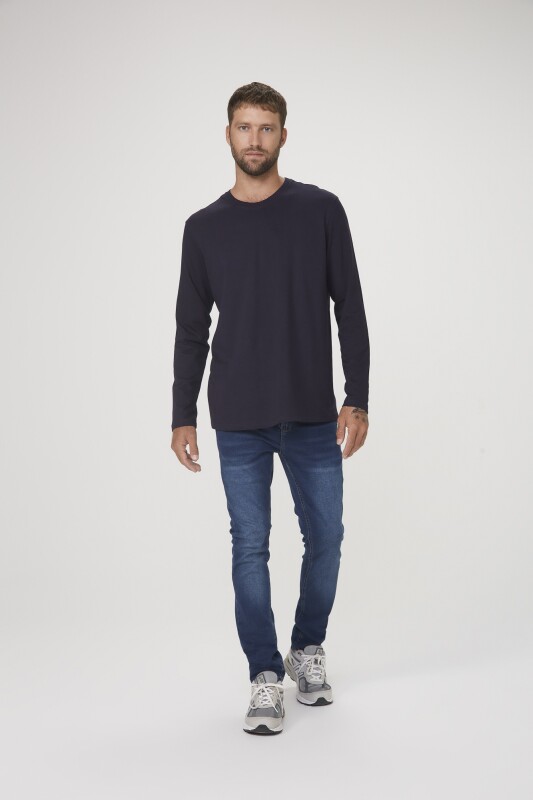 CAMISETA ML MASC AZUL ESCURO