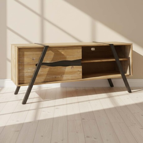 RACK DE LIVING PARA TV MADERA-Y-METAL NATURAL-BEIGE MADISON NATURAL