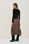 Falda Pleats Midi Leopard Marron
