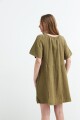 Vestido fluido de gasa VERDE OLIVA
