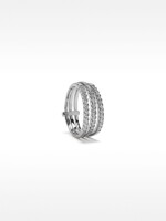 Anillo Triple Con Circonitas - Plata De Ley 925 plateado