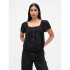 SS LACE INSERT BTN FRONT TOP TRUE BLACK