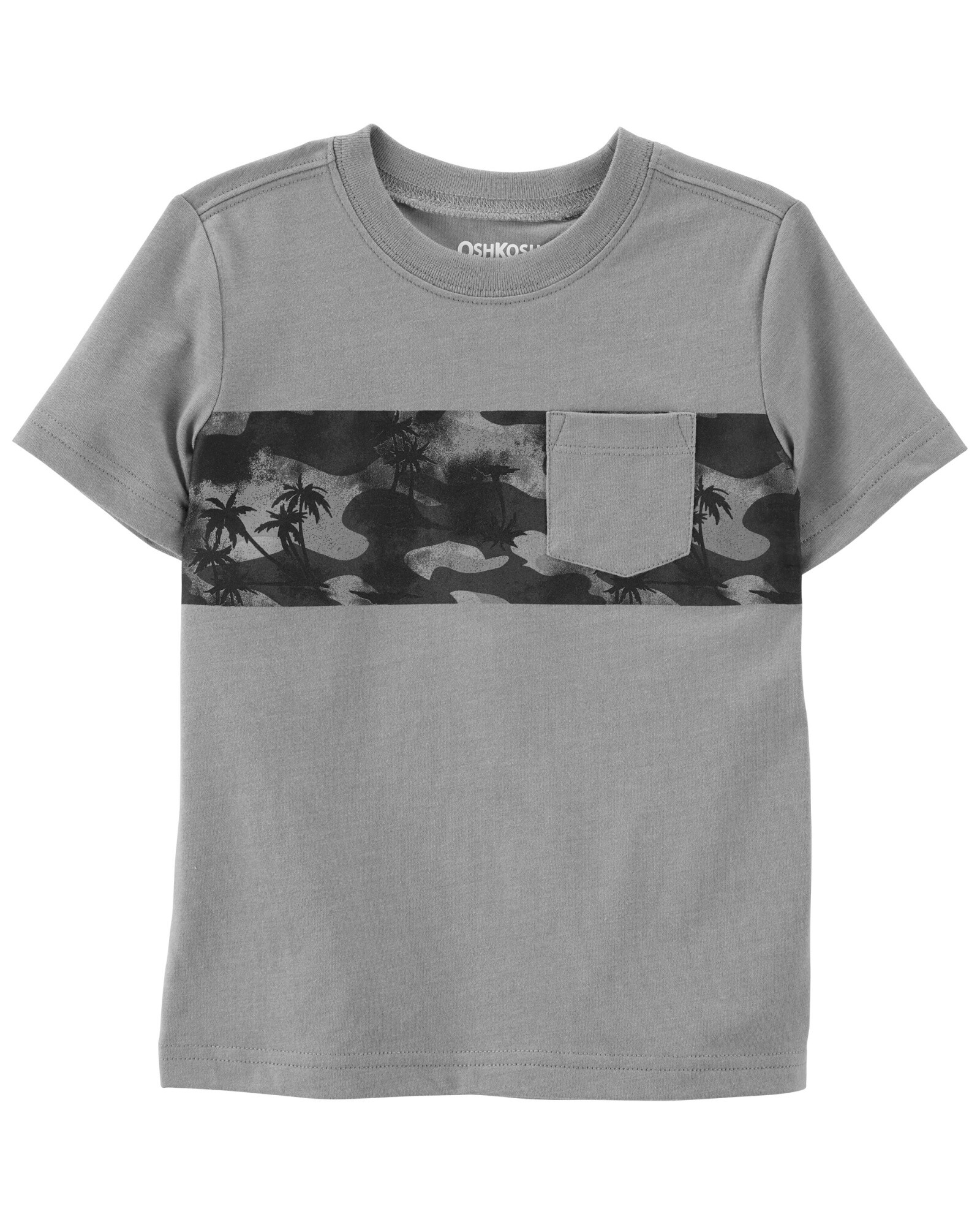 Remera de algodón con bolsillo y diseño camuflado Sin color