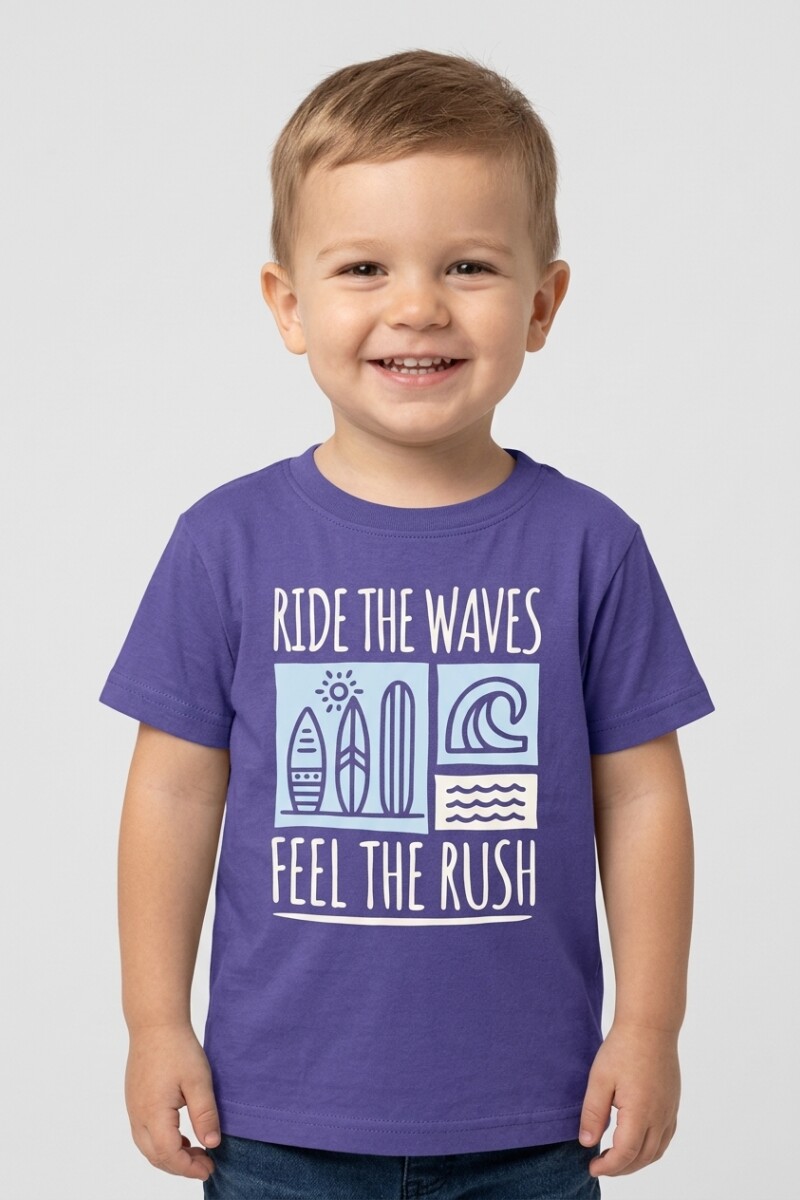 Remera m/c estampada Ride the Waves AZUL MARINO
