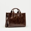 Cartera de mano Capri en cuero arrugado Chocolate