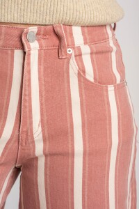 Jean Wide Leg Rayado Rojo