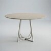 MESA COMEDOR REDONDA - TAPA DE MADERA Y PIE EN BLANCO OPACO MESA COMEDOR REDONDA - TAPA DE MADERA Y PIE EN BLANCO OPACO
