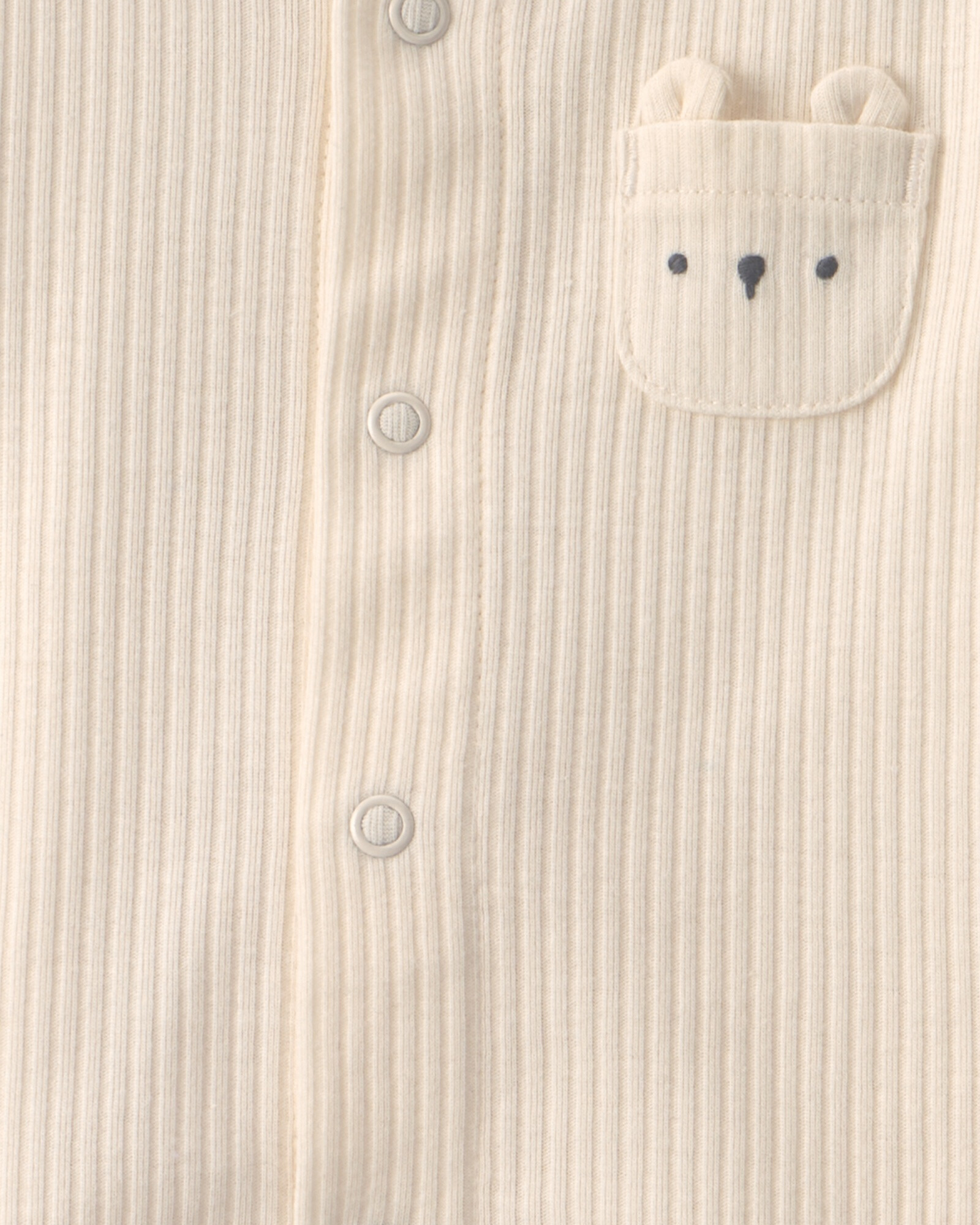 Set tres piezas de algodón, pantalón, body y saco, crema, diseño oso Sin color