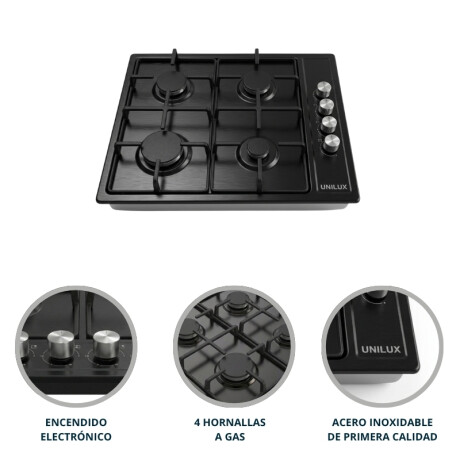 Anafe a Gas Vulcano Quad 4 Hornallas 60 cm Anafe a Gas Vulcano Quad 4 Hornallas Negro