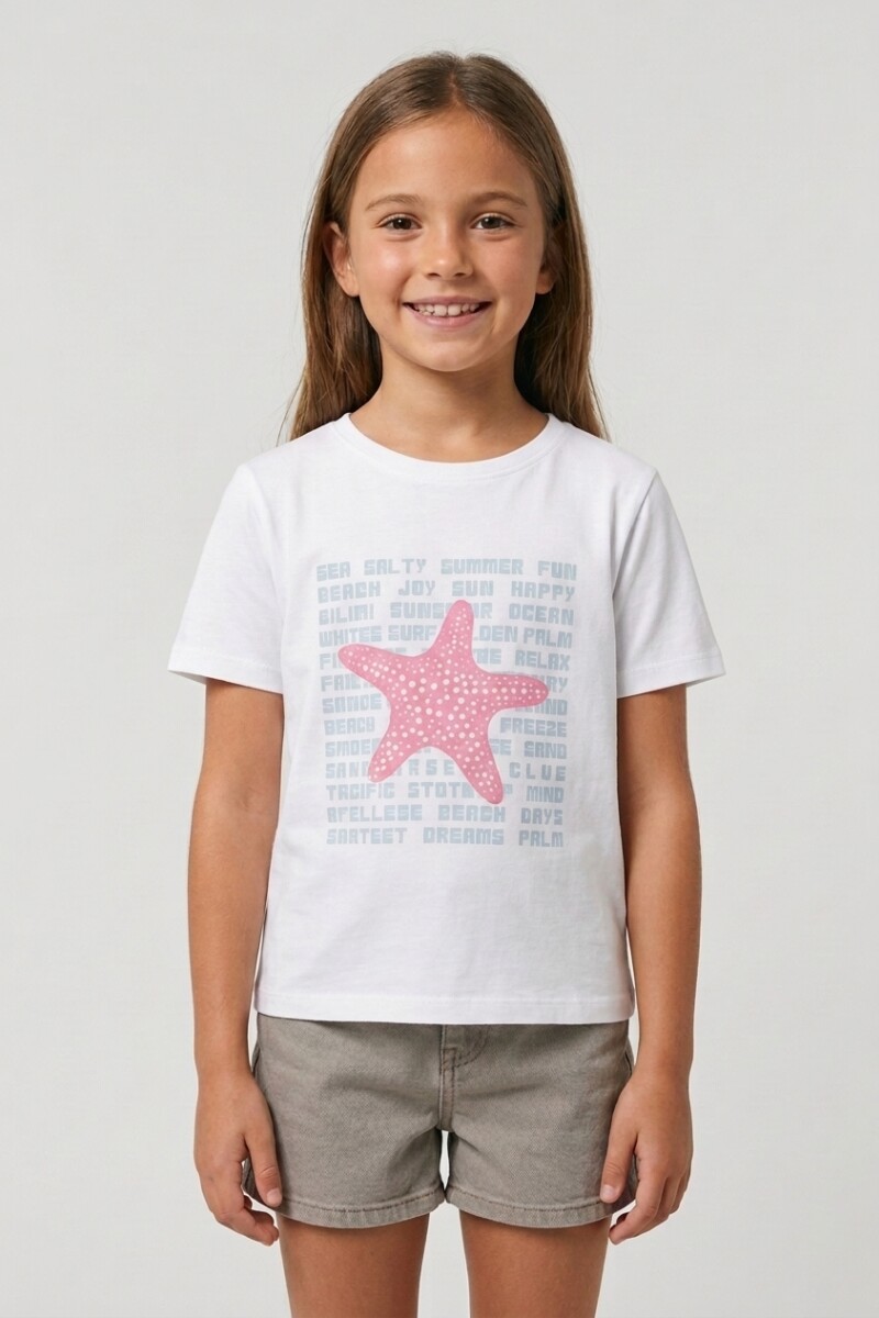 Remera m/c estampada Starfish BLANCO