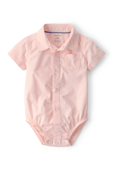 Set dos piezas de algodón, short con tiradores y body camisa rosado Sin color