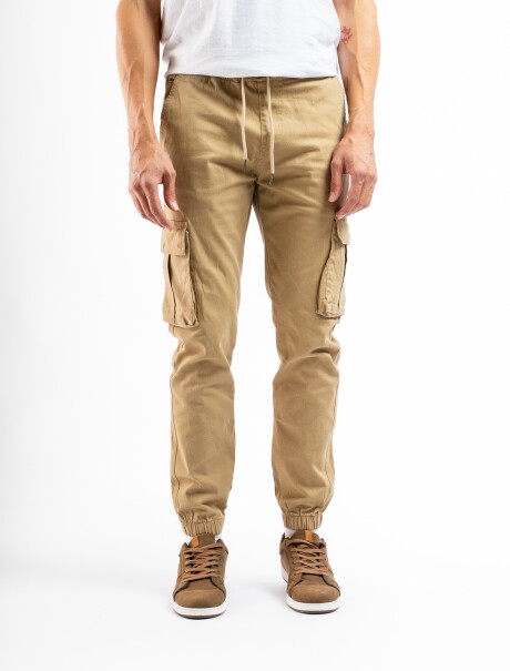 Pantalón Algodón Cargo Jogger Camel