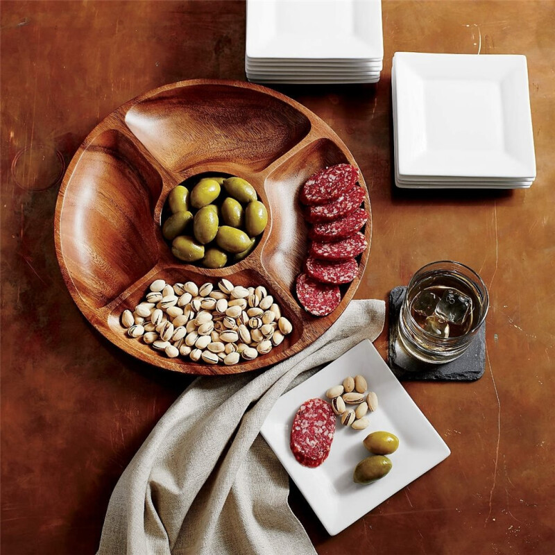 Copetinero Redondo Madera de Acacia 5 Divisones Copetinero Redondo Madera de Acacia 5 Divisones