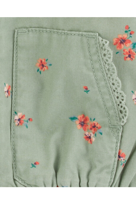 Campera de algodón, con forro y capucha, diseño floral Sin color