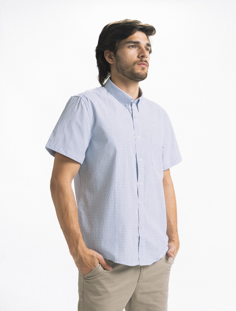 Camisa M/C Cuadros AZUL/ FANTASIA 8