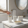 Elegante Kit De Accesorios Para Baño Blanco